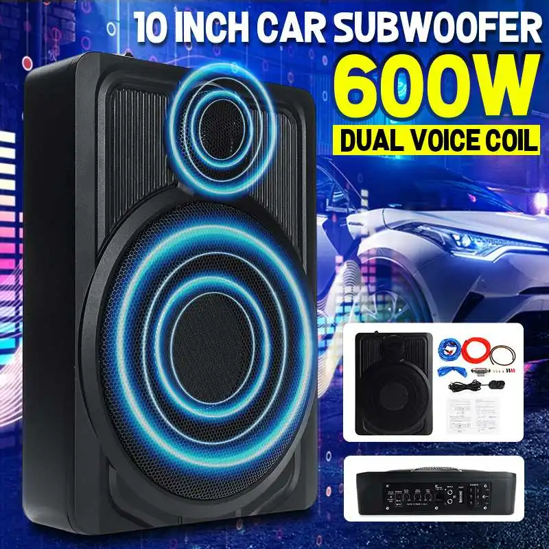 

10 Inch 600W Active Subwoofer Car Audio Speakers Bass Sound Under Seat Music Center Ultra Thin Car Subwoofer In the Car
