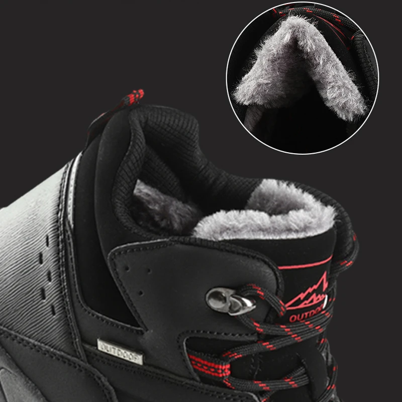 

New Winter Men's Snow Boots Warm Plush Motorcycle Boots Men's Sneakers Fashion Outdoor Hiking Boots Men Ankle Boots Big Size 46