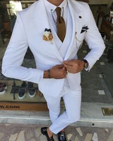 jeltonewin 2021 white peaked lapel costume homme wedding men suits groom tuxedo terno masculino bridegroom slim fit party blazer