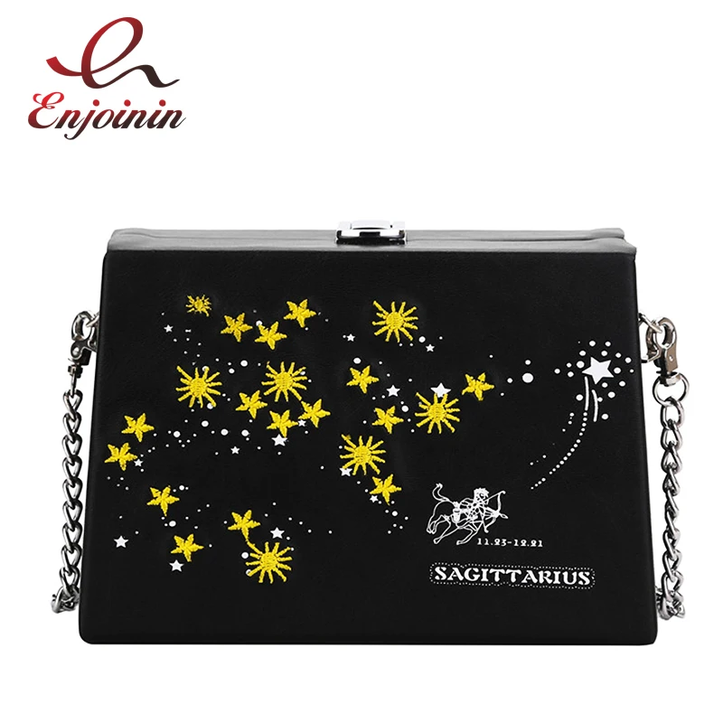 Женская сумка Кроссбоди с вышитым созвездием черная через плечо из