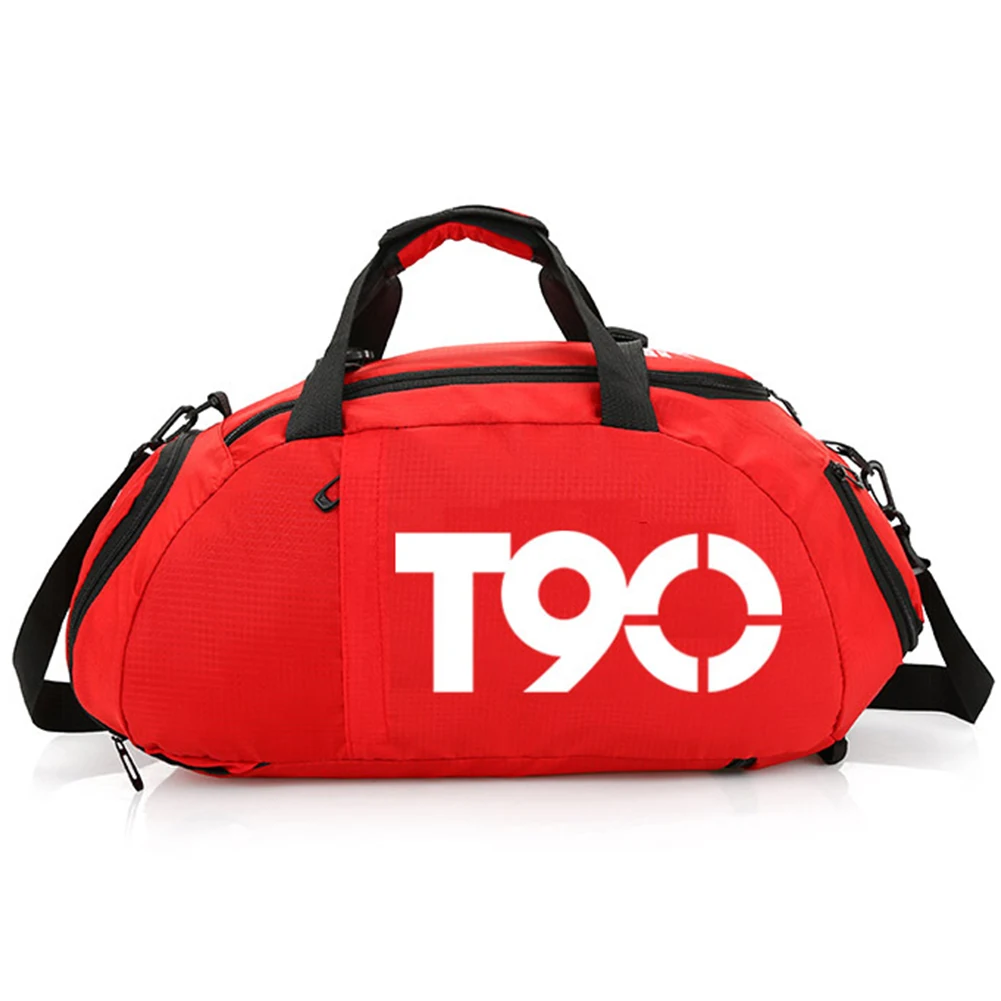 

Unisex Buckle Fashion Sport Gym Bag With Handles Nylon Magic Sticker Large Capacity Wear Resistant Travel Adjustable Strap Solid