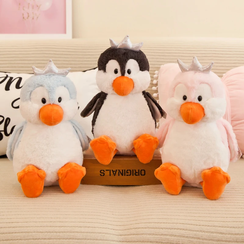 

candice guo plush toy stuffed doll cartoon animal antarctic penguin king crown baby bedtime friend sleeping story christmas 1pc