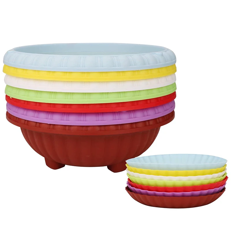 

7 Pcs Plastic Flower Pots With Drainage Holes, Very Suitable For Garden/Yard/Kitchen/Flowers/Succulent Plants