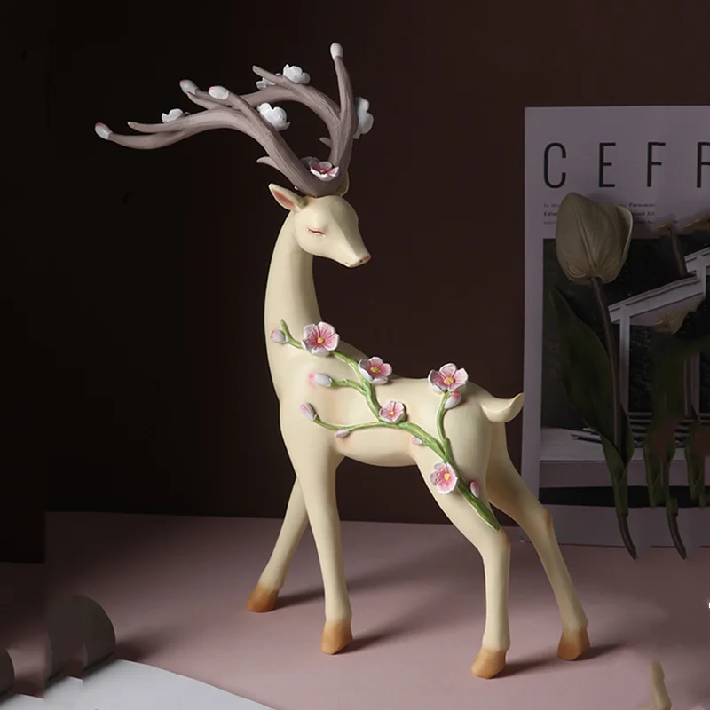 

Bao Guang Ta Nordic Sika Deer Statue Modern Light Luxury Living Room TV Cabinet Decoration Sculpture Creative Home Decor A2773