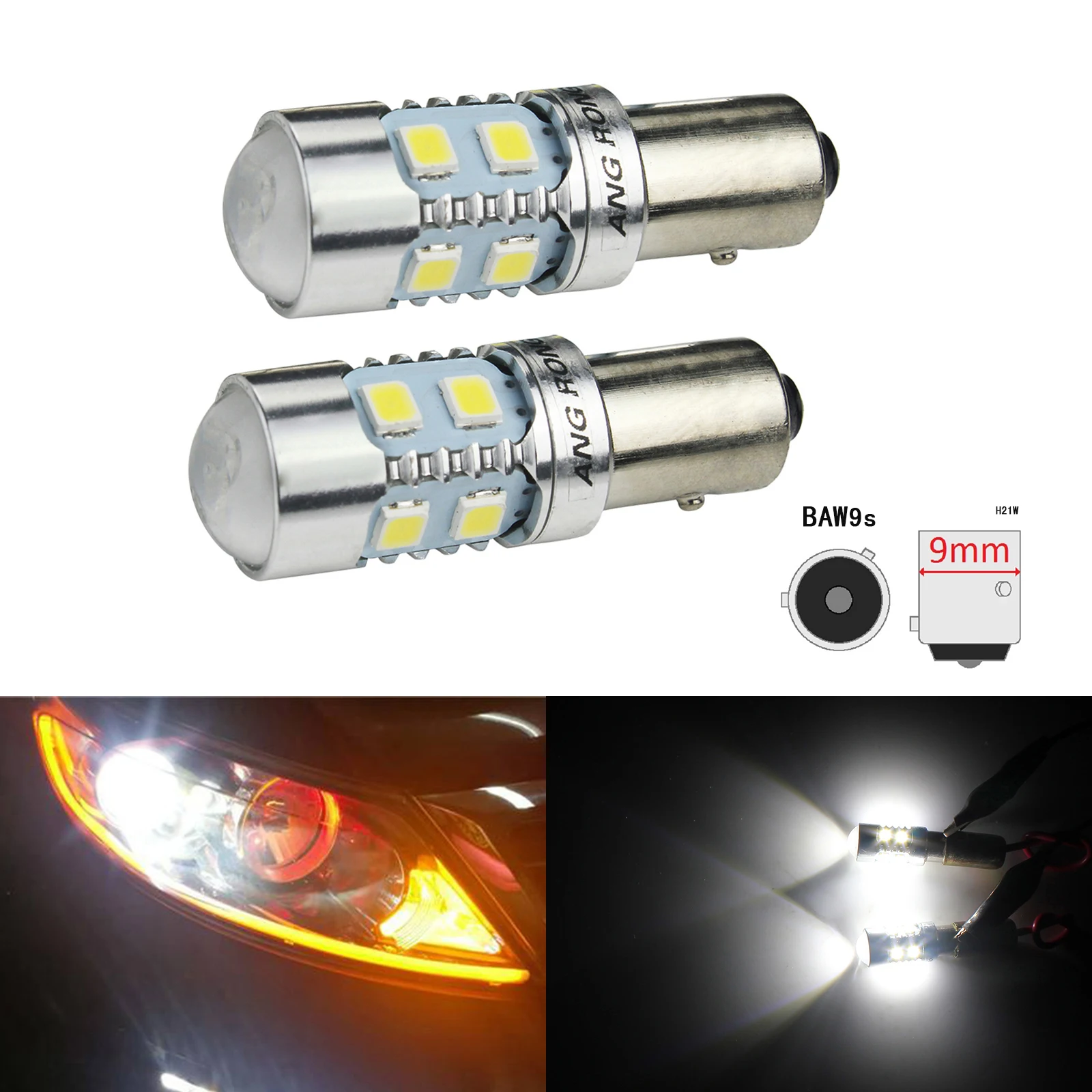 ANGRONG HY21W BAW9s 64137L 10W Светодиодный индикатор поворота лампы ксенон белый|Сигнальная
