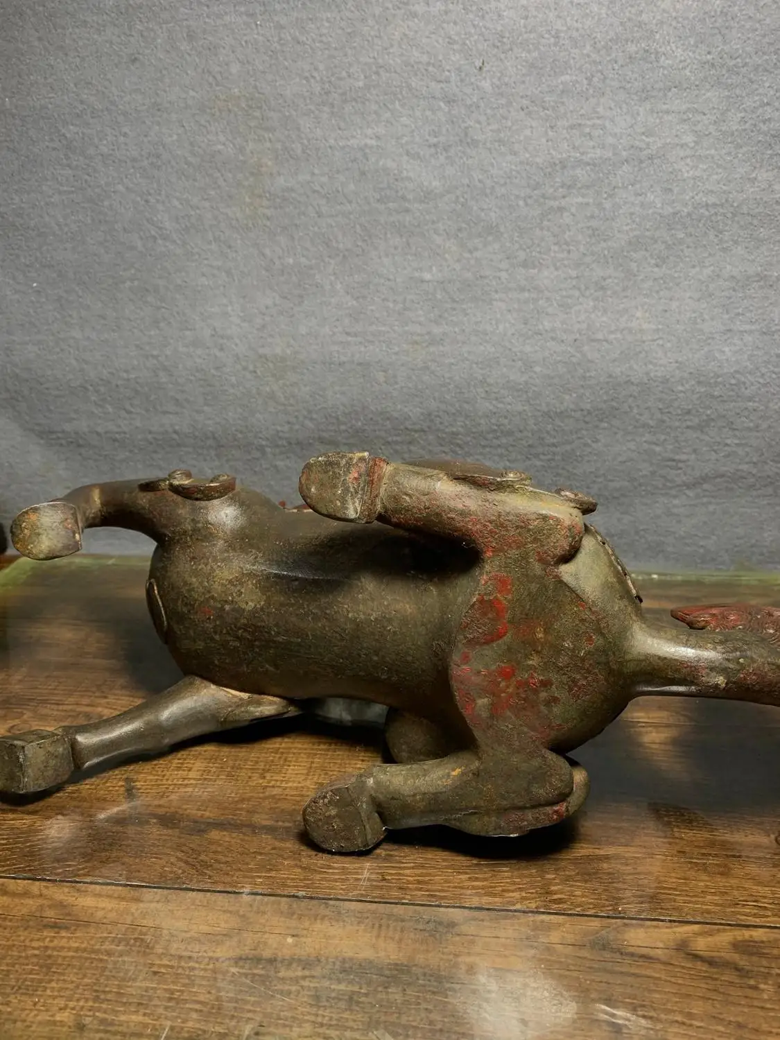 

Home Decor 14" Tibet Buddhism Temple Old bronze Cinnabars Chinese dragon statue Turning back the beast statue