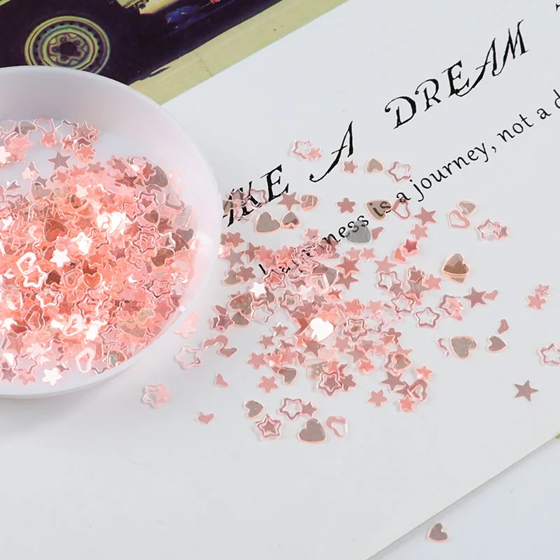 Transparent BL Pink 10 г/упак. многозвездное сердце 3-6 мм прозрачные цветные блестки для ногтей пайетками для дизайна ногтей, Дамский маникюр, свадебные конфетти украшения - Цвет: Transparent BL Pink
