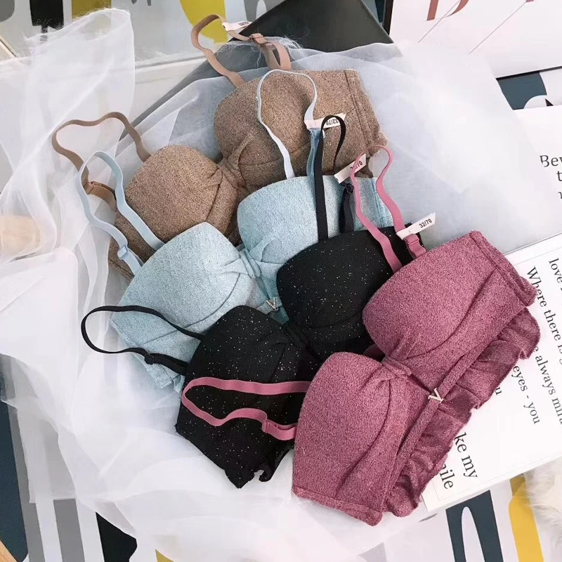 Новое модное тонкое вышивка лепестковый Комплект Нижнее белье пуш ап удобное