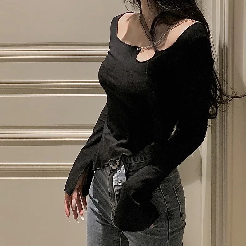 Футболка Tonngirls в стиле Харадзюку Женская Сексуальная футболка с длинным рукавом