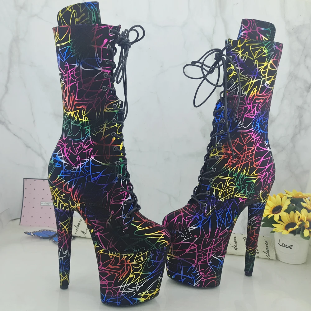 Разноцветные сапоги Leecabe на высоком каблуке 20 см/8 дюймов с открытым носком | Спорт