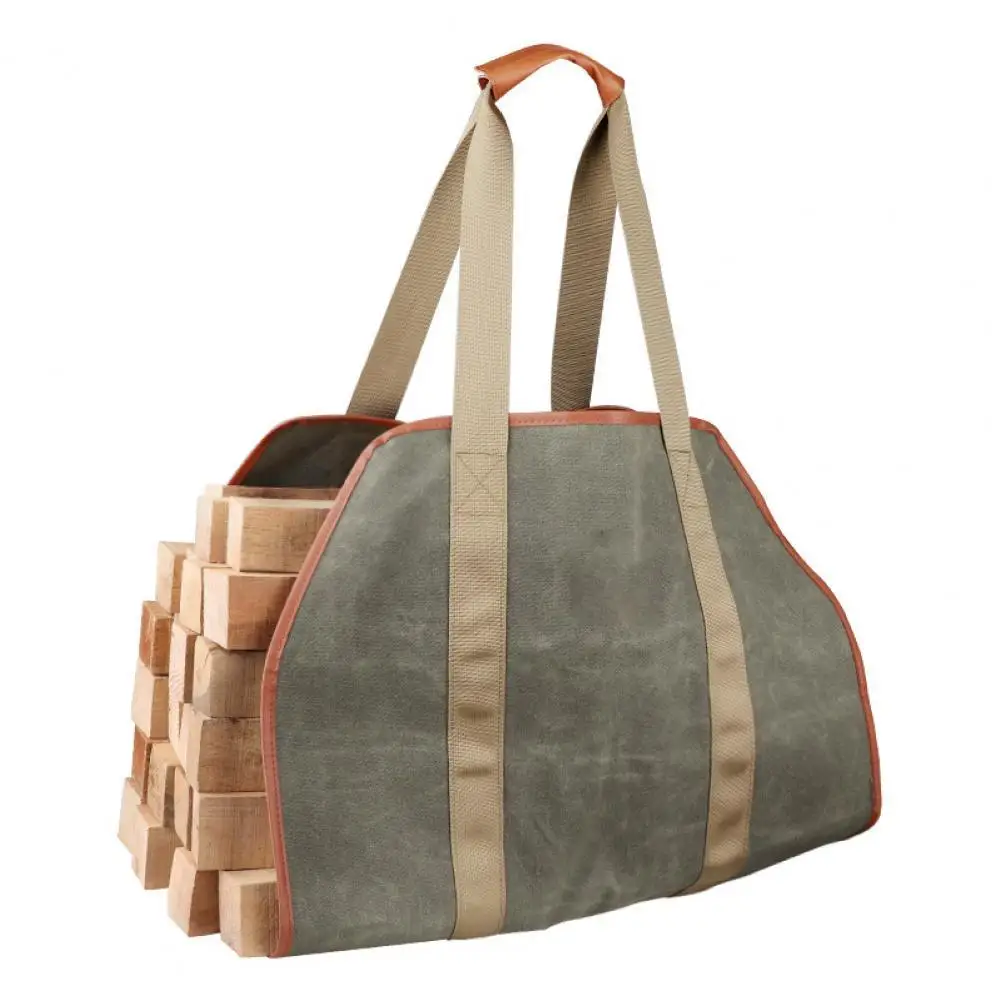 

Fashion Canvas Bag Durable Dirt-proof Easy-cleaning Waterproof Firewood Basket Handbags Wood Carrier for Outdoor tool backpack