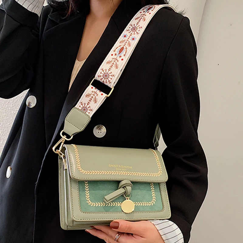 Небольшая Квадратная сумка из искусственной кожи контрастного цвета простая