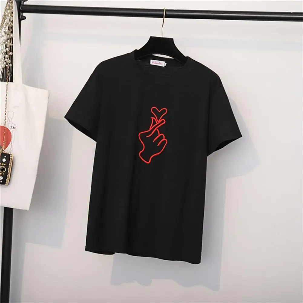 Yiwa Women's Clothing T-Shirt Lovely Gesture Love Graphic Print Short Sleeve Tops Cotton Girl Ladies Summer 2019 | Женская одежда