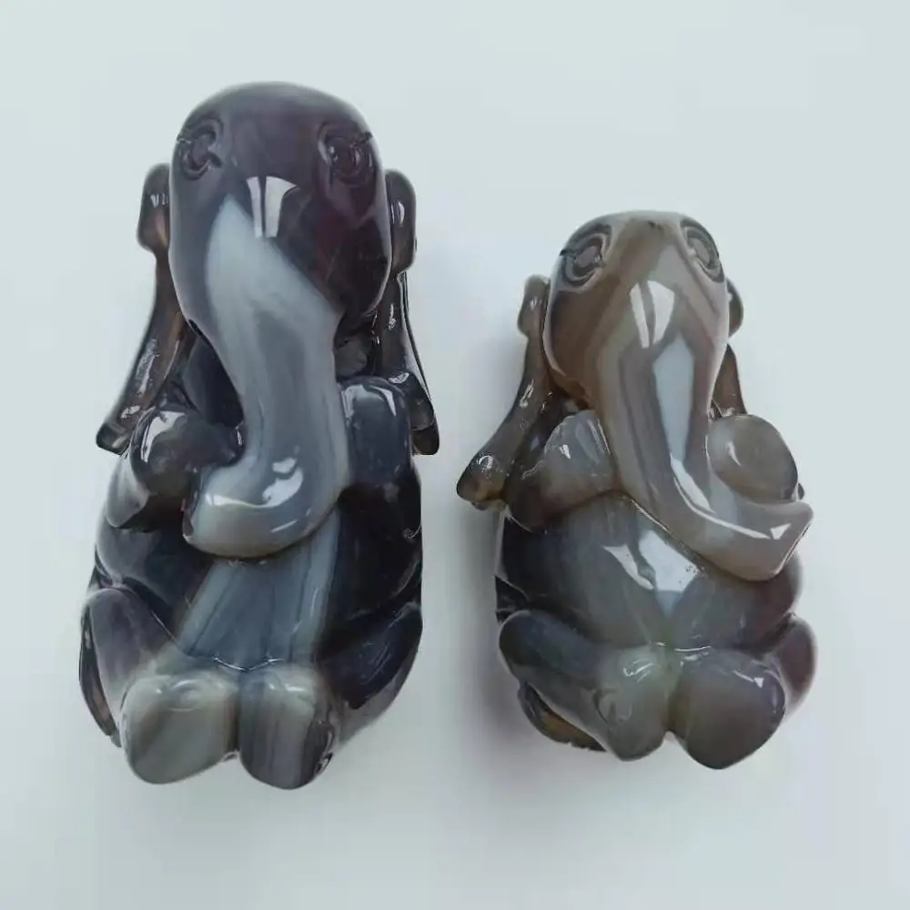 Agate Geode Высокое качество 4 дюйма Агат геоде в форме слона Кристалл реалистичные милые животные ручная полировка для подарка и домашнего декора WYQ - Цвет: Agate Geode