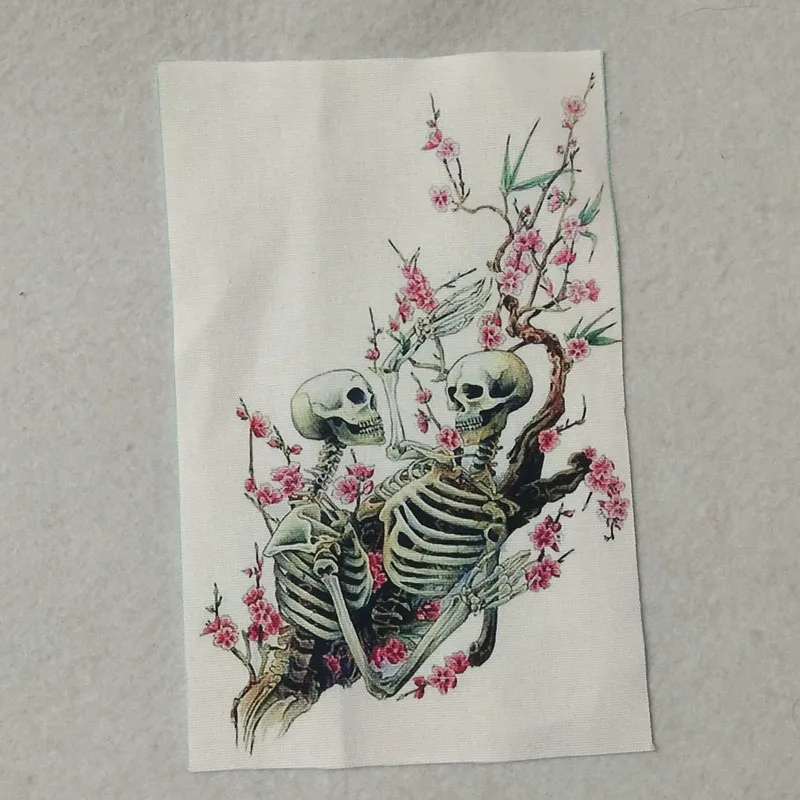 Панк крутой Хэллоуин Zaka красивый цветок Череп Скелет Печатный Хлопок Холст Ткань