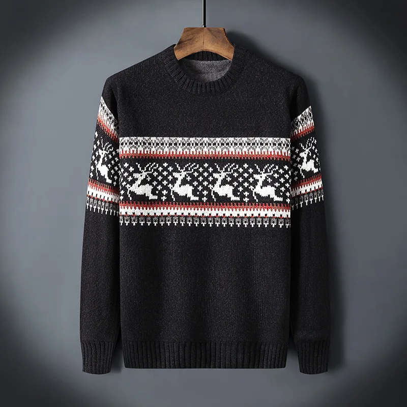 

Men's O-neck Cotton Pullover Patchwork Autumn Winter Comfortable Spacious Long Sleeve Warm Clothes Knitted Casual Male Sweater