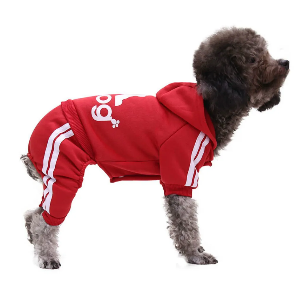 Adidog Winter Pet Dog Hoodie Clothes for Small Medium Dogs Cartoons Warm Hooded Printed Four-legged Jacket French Bulldog Coat | Дом и сад