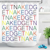 funny quote get naked shower curtain colorful words white background waterproof polyester fabric bathroom curtain decor washable