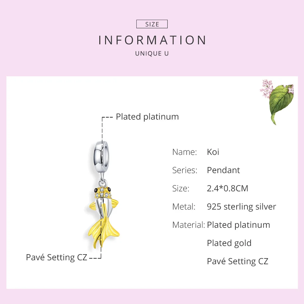 Подвеска для браслета из серебра 925 пробы с фианитами