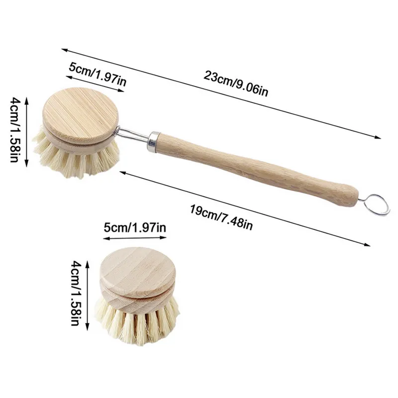 

Detachable Sisal Head Wooden Handle Pot Pan Dish Glass Cleaning Scrub Brush Drain Dust Cleaner Kitchen Tools Gadgets Accessories