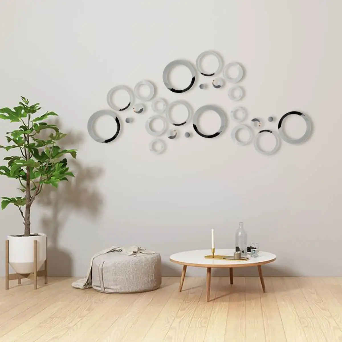 24 шт./компл. 3D DIY круги настенное Стикеры зеркал для домашнего оформления интерьера стены Стикеры s для ТВ фон домашний Декор акриловый Декор стены искусства
