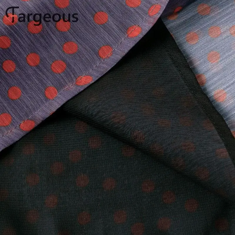 Fargeous, зимнее женское платье, сексуальное, глубокий v-образный вырез, длинный рукав, короткое платье, для девушек, модное, фиолетовое, в горошек, шифоновое, мини-платье