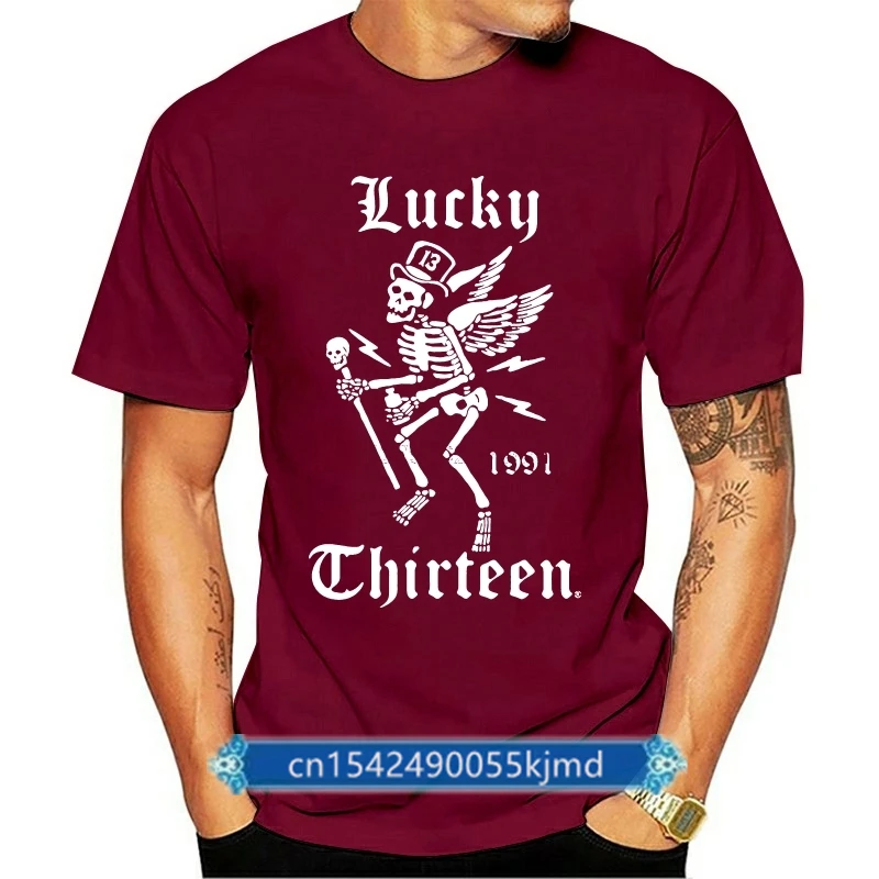 

Lucky 13 Work Mechanic Shirt Button Winged Skully Skeleton Tophat Skull GRAY(2)