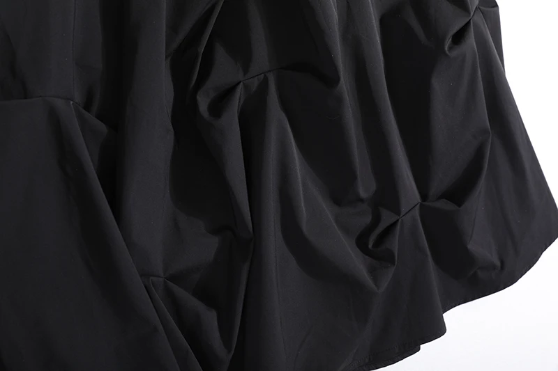 

[EAM] High Elastic Waist Black White Nailed Pleated Long Half-body Skirt Women Fashion Tide New Spring Autumn 2021 1DD9255