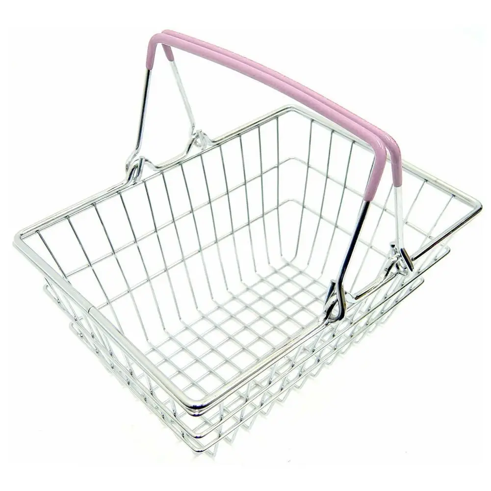 Детская миниатюрная металлическая корзина для покупок в супермаркете ролевая