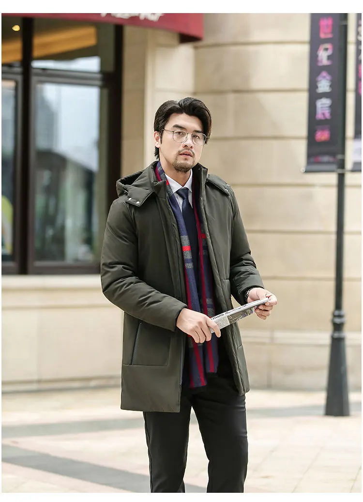 New Winter Down Jacket Male High Quality Waterproof Thick Warm Long Cotton Coat Male Detachable Cap Winter Parkas