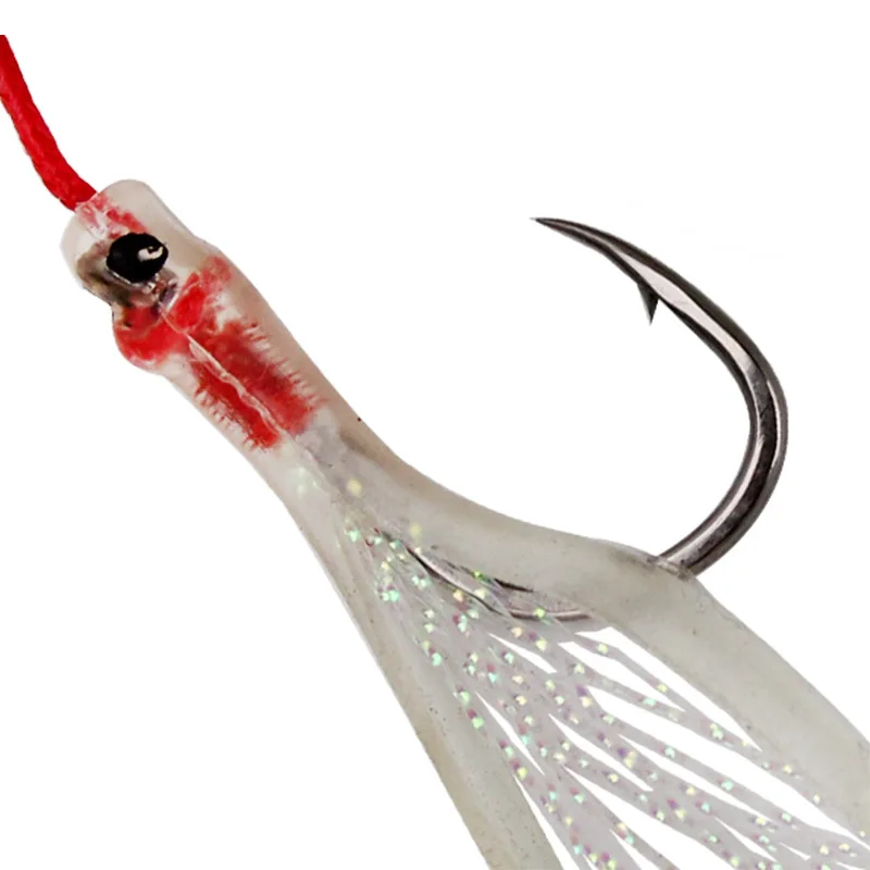 

20pcs/lot Assist Hook Barbed Single Jig Hooks Thread Feather Pesca High Carbon Steel Short Assist fishing Hook Slow jigging lure