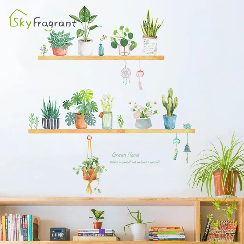 

Plant pot wall sticker self-adhesive stickers home creative house decoration wall decor living room bedroom small fresh sticker