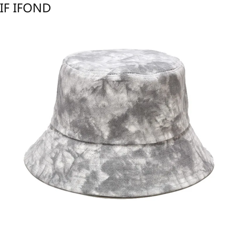 

2021 New Rainbow Color Bucket Hat Men And Women Tie dye Cotton Flat Outdoor Beach Sun Hat Fisherman Hat