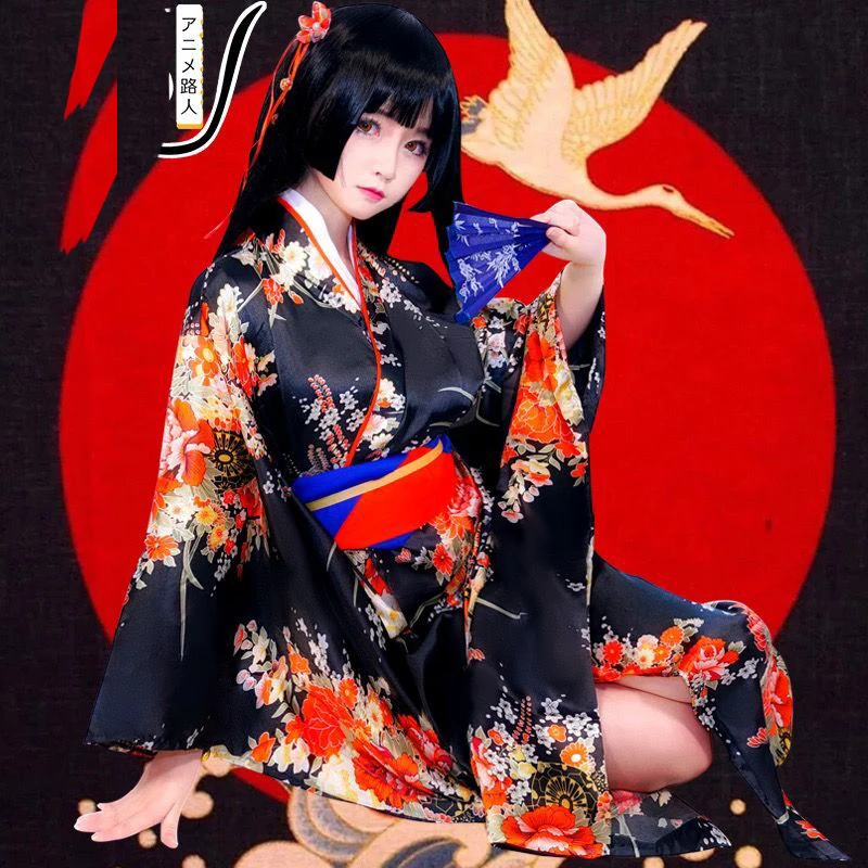 Фото Платье горничной Jigoku Shoujo Enma Ai, кимоно юката, Униформа, аниме, косплей, кимоно, пояс, бант, поясная веревка * 2 №3