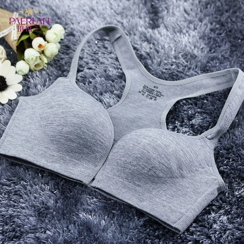 Серый 【Limited издание 】paerlan спортивный бюстгальтер без косточек спереди застежка маленькая грудь пуш-ап удобное бесшовное однотонное нижнее белье для женщин - Цвет: Серый