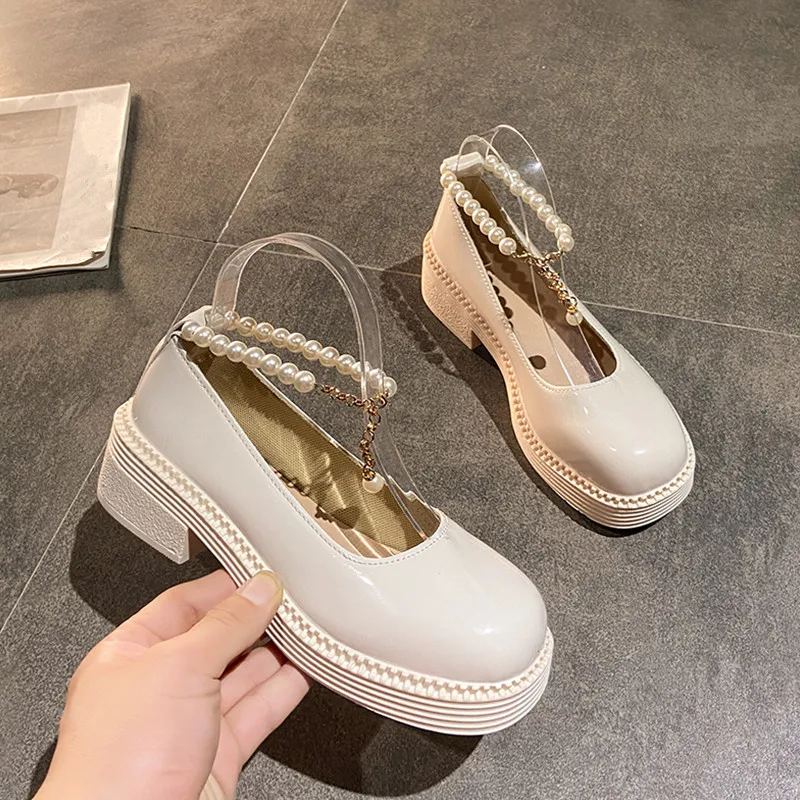 

Shoes Round Toe Oxfords Women's Clogs Platform British Style White Sneakers Autumn Leather Creepers New Preppy Summer Fall On He