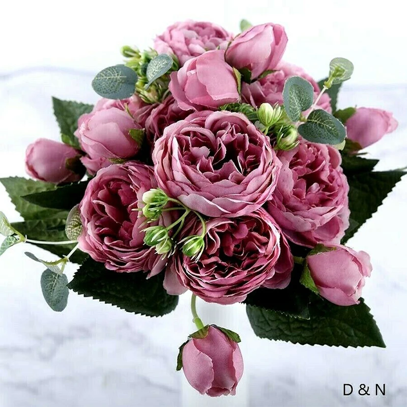 

1 Bundle Silk Peony Bouquet Wedding Party Fake Plants Home Garden Artificial Roses Flowers Home Decoration Accessories