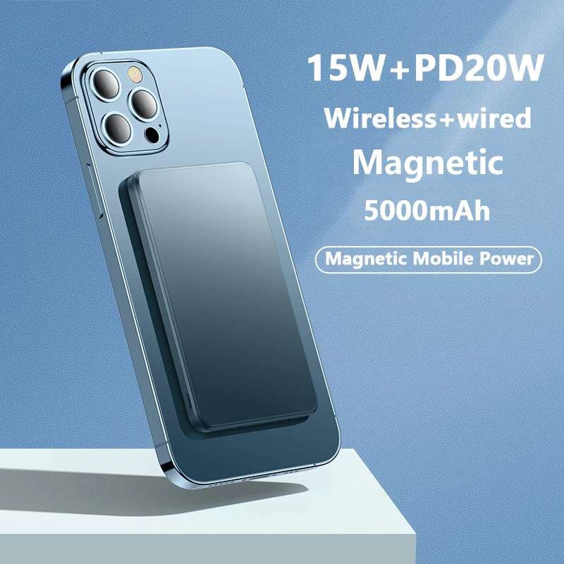 

10000mAh Magnetic Wireless Power Bank 2021 NEW 15W Fast Charger For iPhone 12 13 Pro Max Mobile Phone External Auxiliary Battery