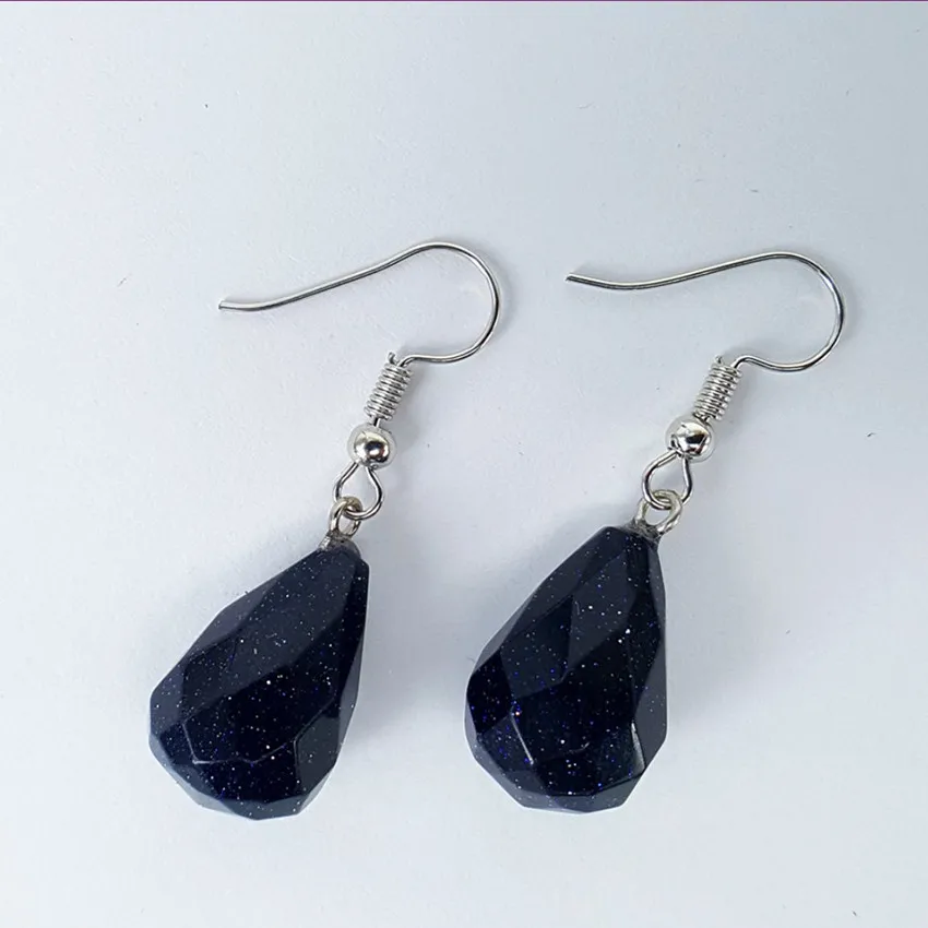 FYJS уникальные посеребренные Висячие сережки с голубым песком вишневые кварцевые