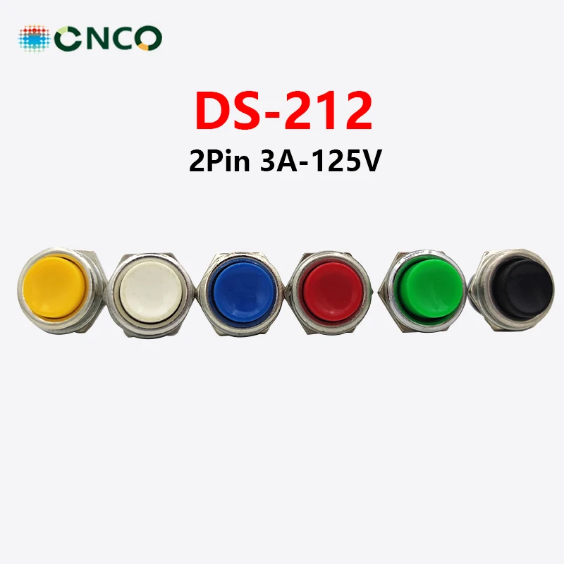 

6pcs DS-212 16MM Momentary Push button Switch Press the reset switch On Off Smal Round Cap Push Button Micro SwitchNormally Open