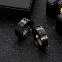 charm black zircon women men polished stainless steel ring convention jewelry wedding band ring valentine gift