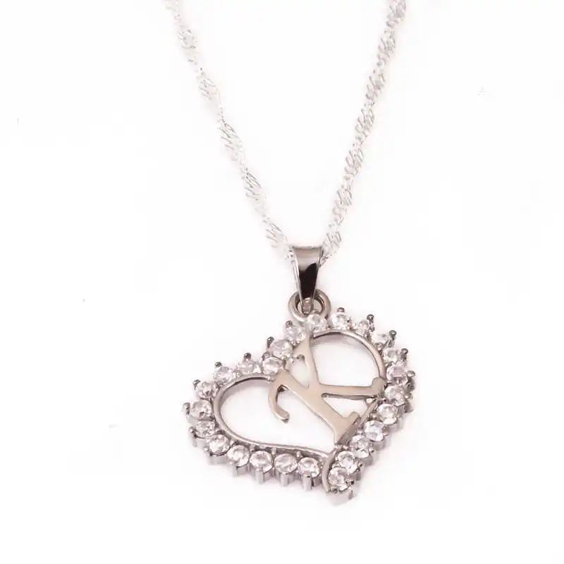 

Silver Letter K Heart Lady Necklace