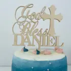 Изготовленный На Заказ Топпер для торта с именем и крестом, персонализированный Топпер для торта с именем подарок на крестины