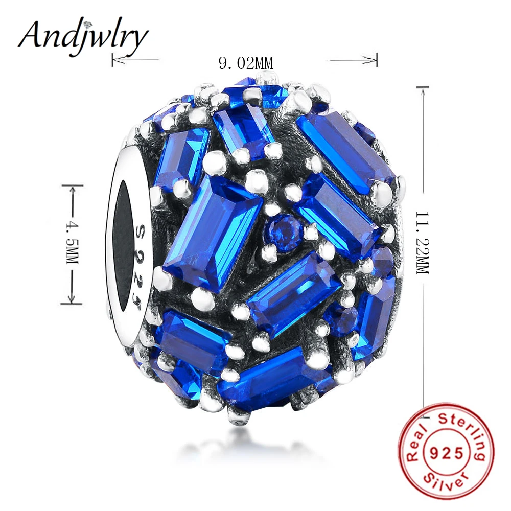 Шармы для браслета Пандоры из серебра 925 пробы с большими прозрачными бусинами