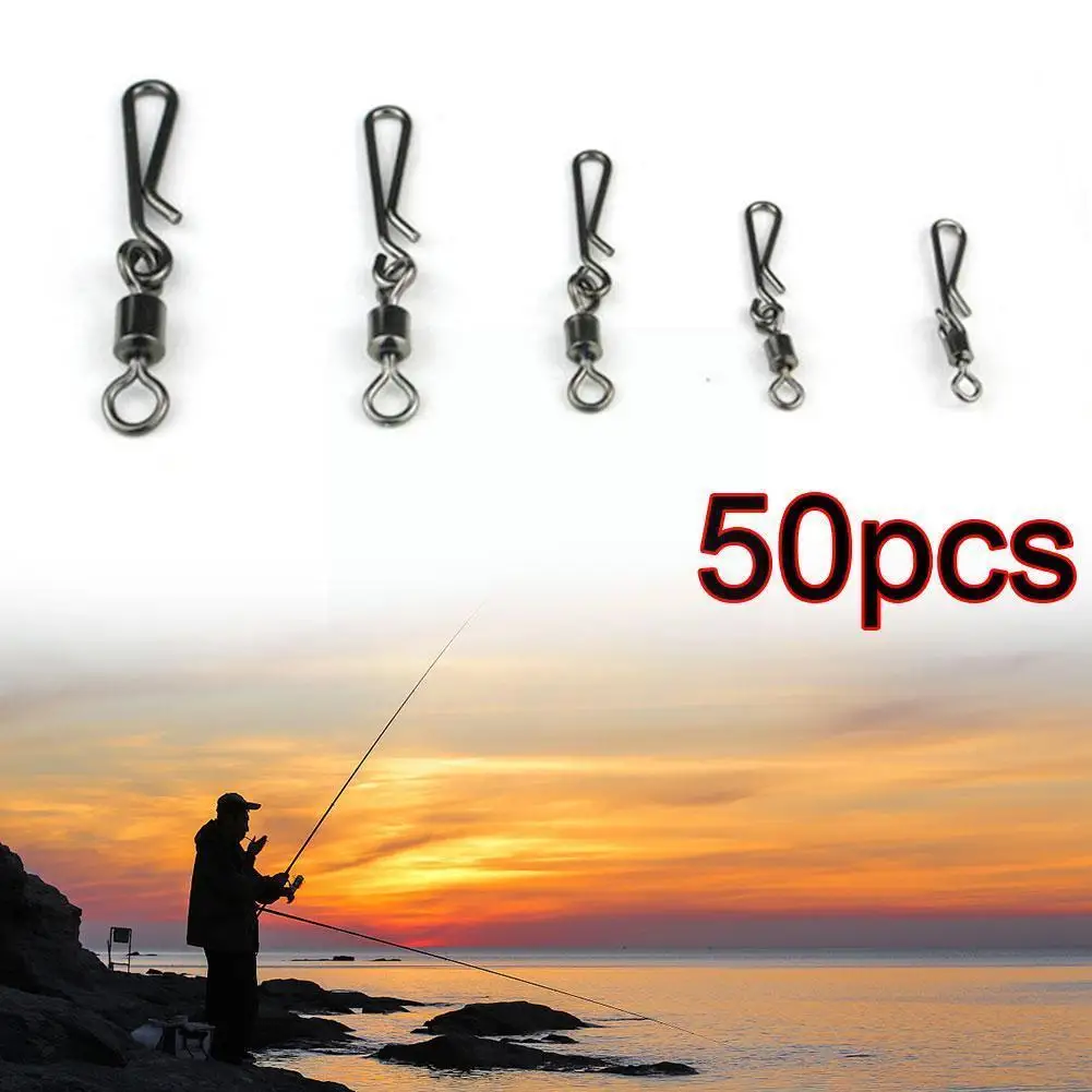 

50pcs/set Fishing Accessories Fishing Swivels Connector Tackle Rolling Lure New Swivel Snap Fishing Fishhook Swivels Pin Be Q2u0