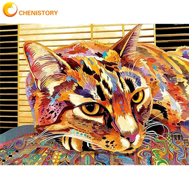 

CHENISTORY 5D Full Square Round Diamond Painting Cat Animal Kits Adults Handicraft Diamond Embroidery Mosaic Cross Stitch Gift
