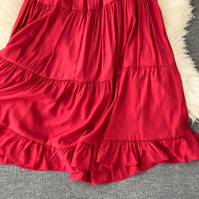 

YIZZHOY Summer New Arrival Ladies Slash Neck Ruffles A-line Chiffon Vacation Dress Women Beach Sexy Off The Shoulder Long Dress