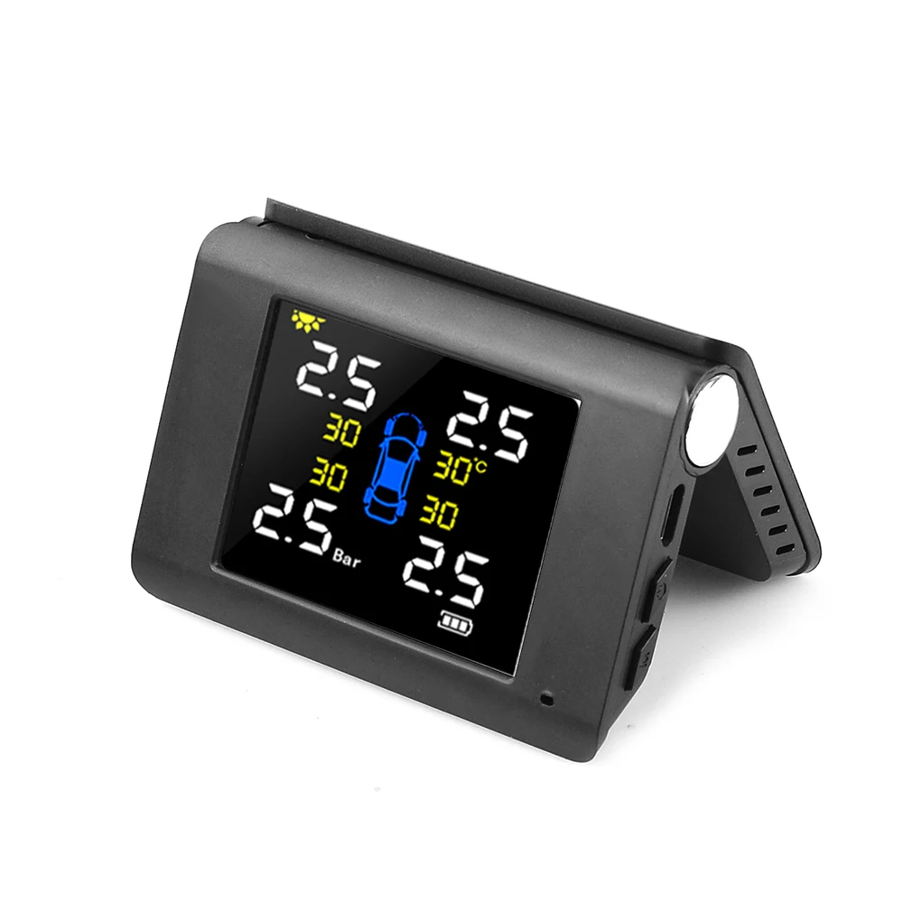 

Internal Solar 90 Degree TPMS Car Tire Pressure Alarm Monitor System Display Temperature Warning Fuel Save 4 Sensors