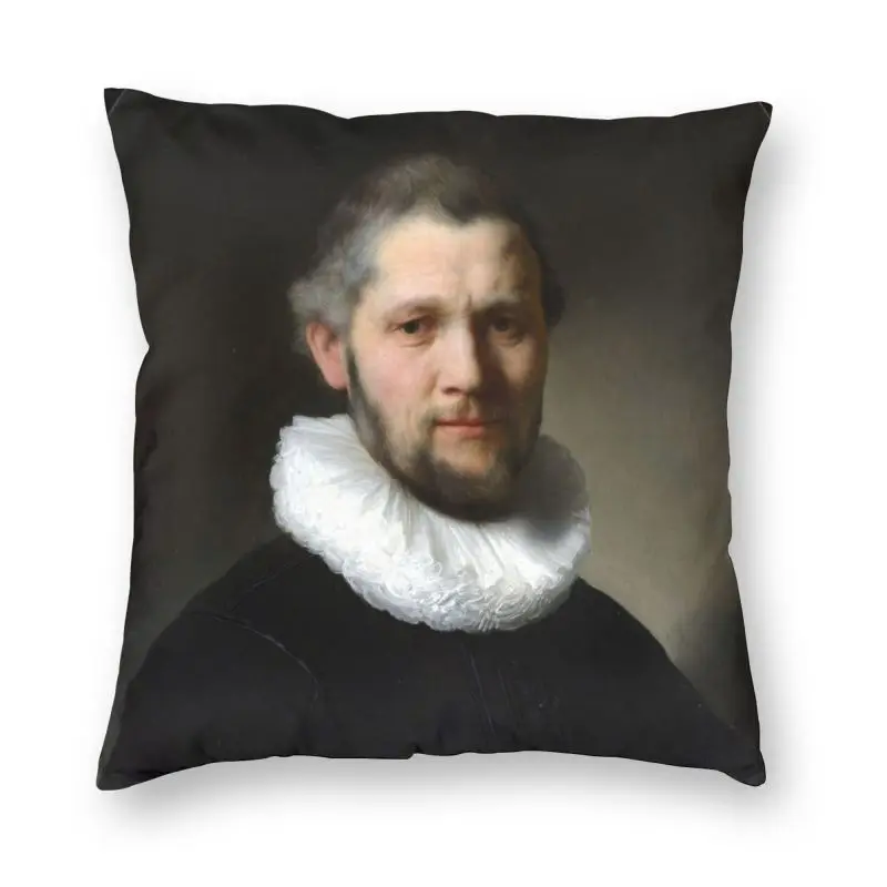 

Rembrandt Van Rijn Portrait Of A Man Cushion Cover Famous Dutch Painting Throw Pillow Case for Living Room Custom Pillowcase