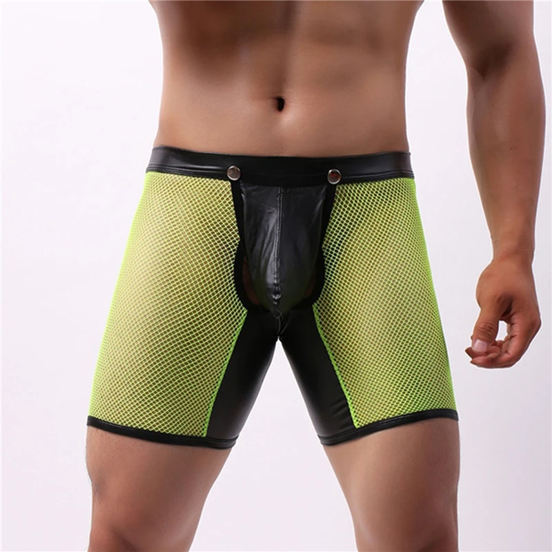 

2021 Men'S Mesh Boxer Briefs Sexy Hollow Underwear New Translucent Low Waist Youth Opening Breathable Boxer Briefs For Men